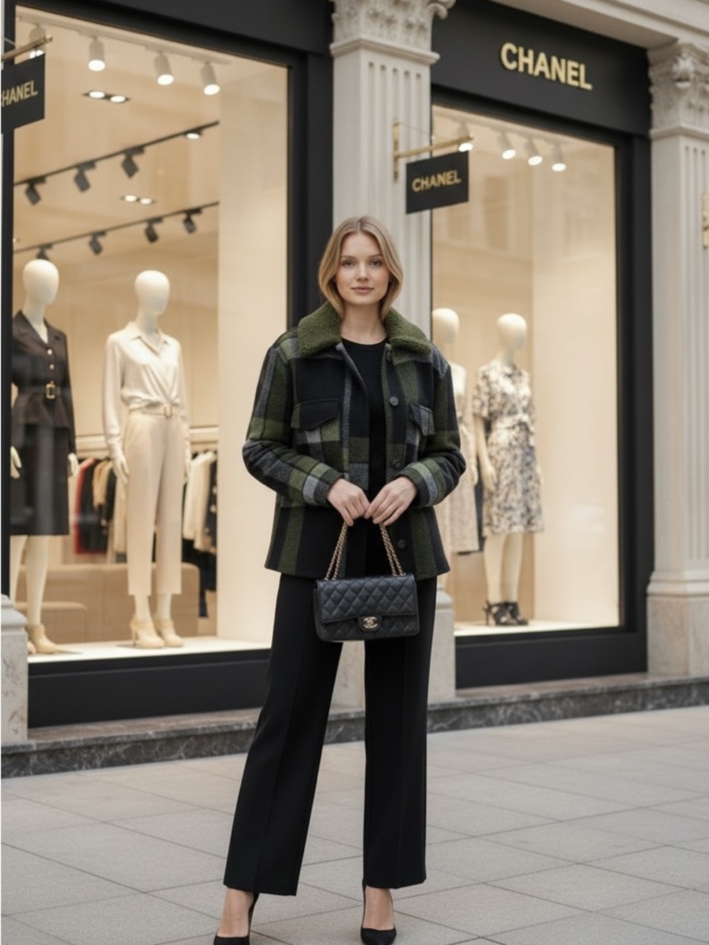 Anthropologie  Hutch olive Green and Black Plaid Jacket Small